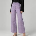 thumbnail image 6 of Cagogo Women's Wide Leg High Waisted Trousers with Pockets Striped Casual Streetwear Long Pants Vacation Travel Lounge Outfits Summer Clothes, Purple L, 6 of 7