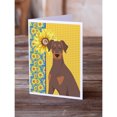 thumbnail image 2 of Summer Sunflowers Natural Ear Red and Tan Doberman Pinscher Greeting Cards and Envelopes Pack of 8 7 in x 5 in, 2 of 3