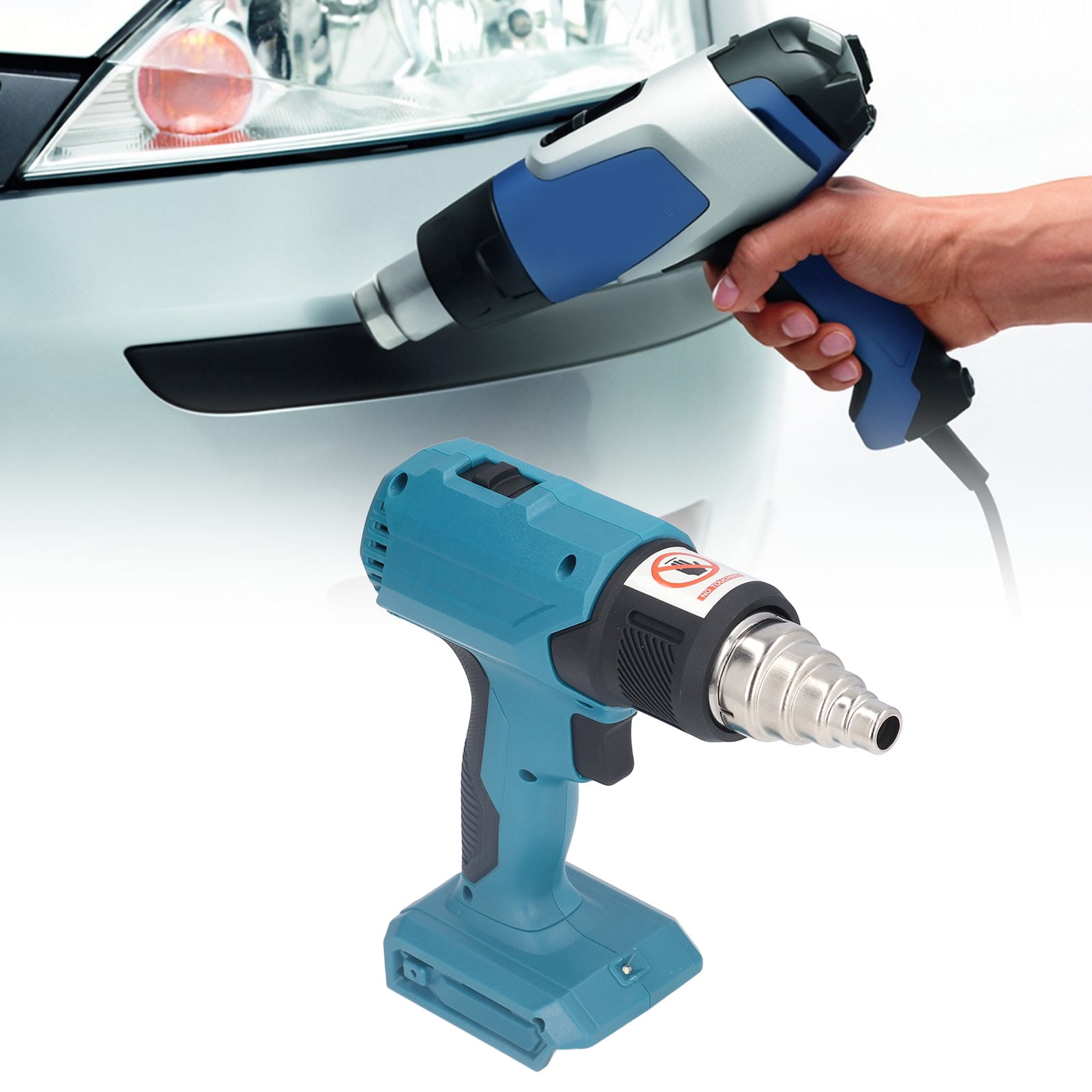 NFTIGB Cordless Heat Gun 18V Portable Hot Air Plastic Welding Gun with 4 Nozzles and 3 Gear Speed for Shrink Wrapping Crafts, 7.9 inches / 20 cm