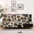 thumbnail image 3 of Jiueut Brown Cow Print Armless Futon Sofa Cover, Comfortable Non Armrest Couch Chair Covers Anti-Slip Furniture Cover with Elastic Band, 3 of 7