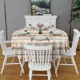 thumbnail image 2 of Round Waterproof Tablecloth 60×60 Inch, Classic Bohemian Repeating Geometric Pattern Boho Reusable Indoor/Outdoor Durable Table Cover for Party Kitchen Dinner Room Decor, 2 of 6