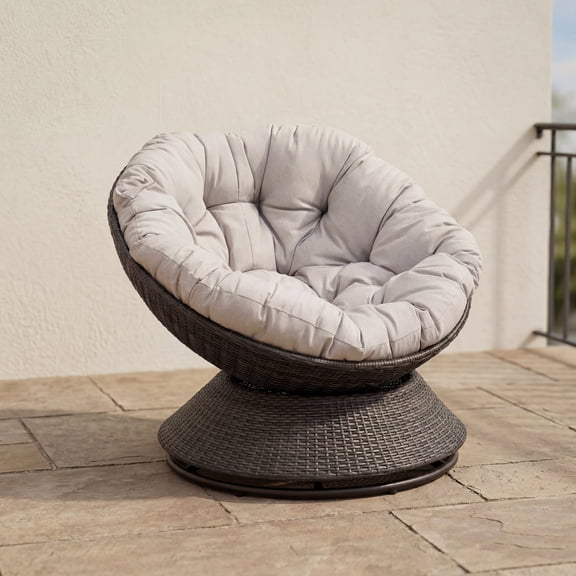 Brigham Swivel Papasan Wicker Chair