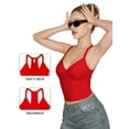 thumbnail image 4 of MOYIKO Workout Tank Top for Women V Neck Ribbed Racerback Fitted Cami Sleeveless Summer Tops, 4 of 7