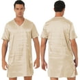 thumbnail image 6 of Kaerm Men's Silk Satin Nightshirt Nightgown Short Sleeve V-neck Casual Loungewear Top Shirt Sleepwear Light Apricot XXL, 6 of 6
