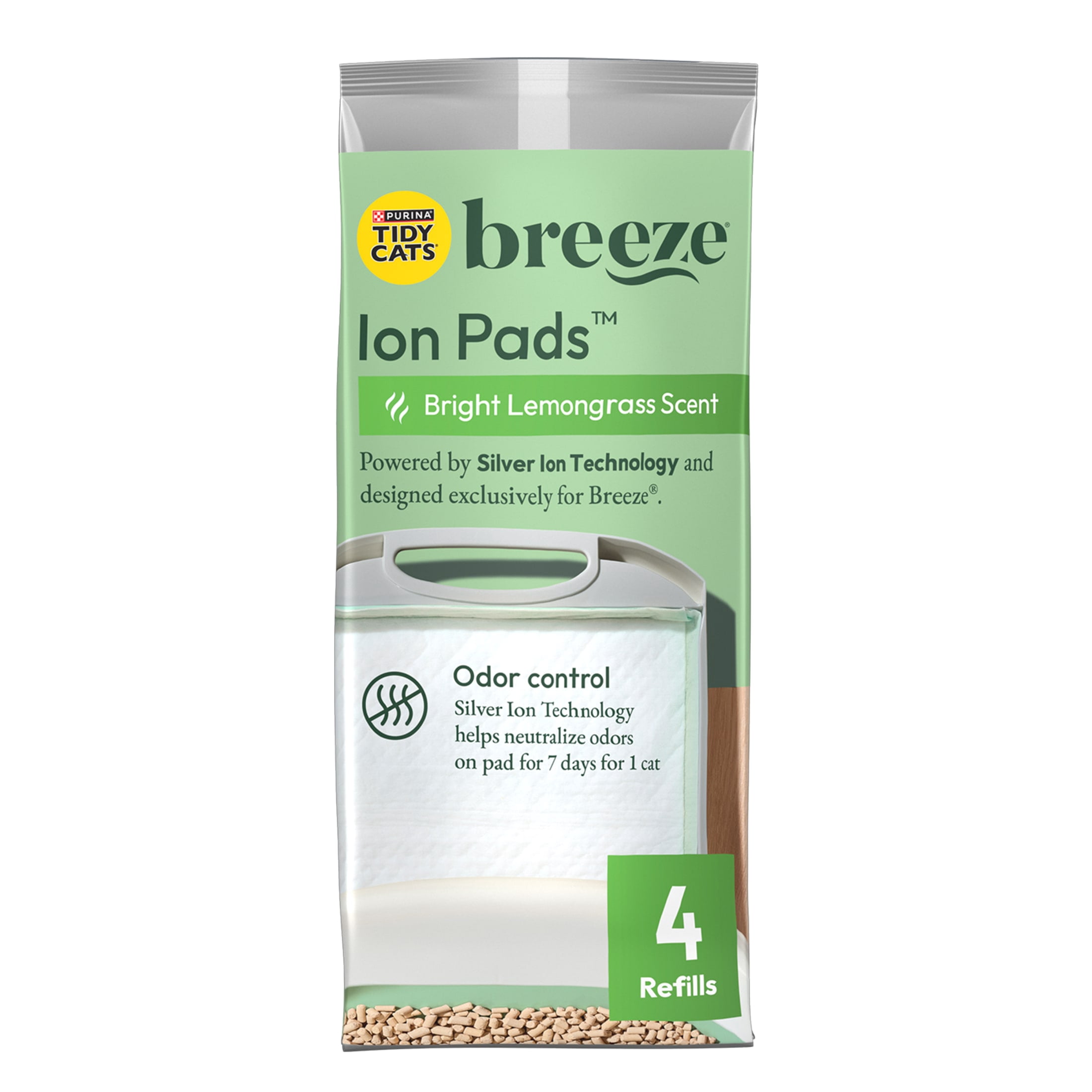 (2 pack) Purina Tidy Cats Breeze Bright Lemongrass Scented Ion Cat Litter Pads Refill Pack