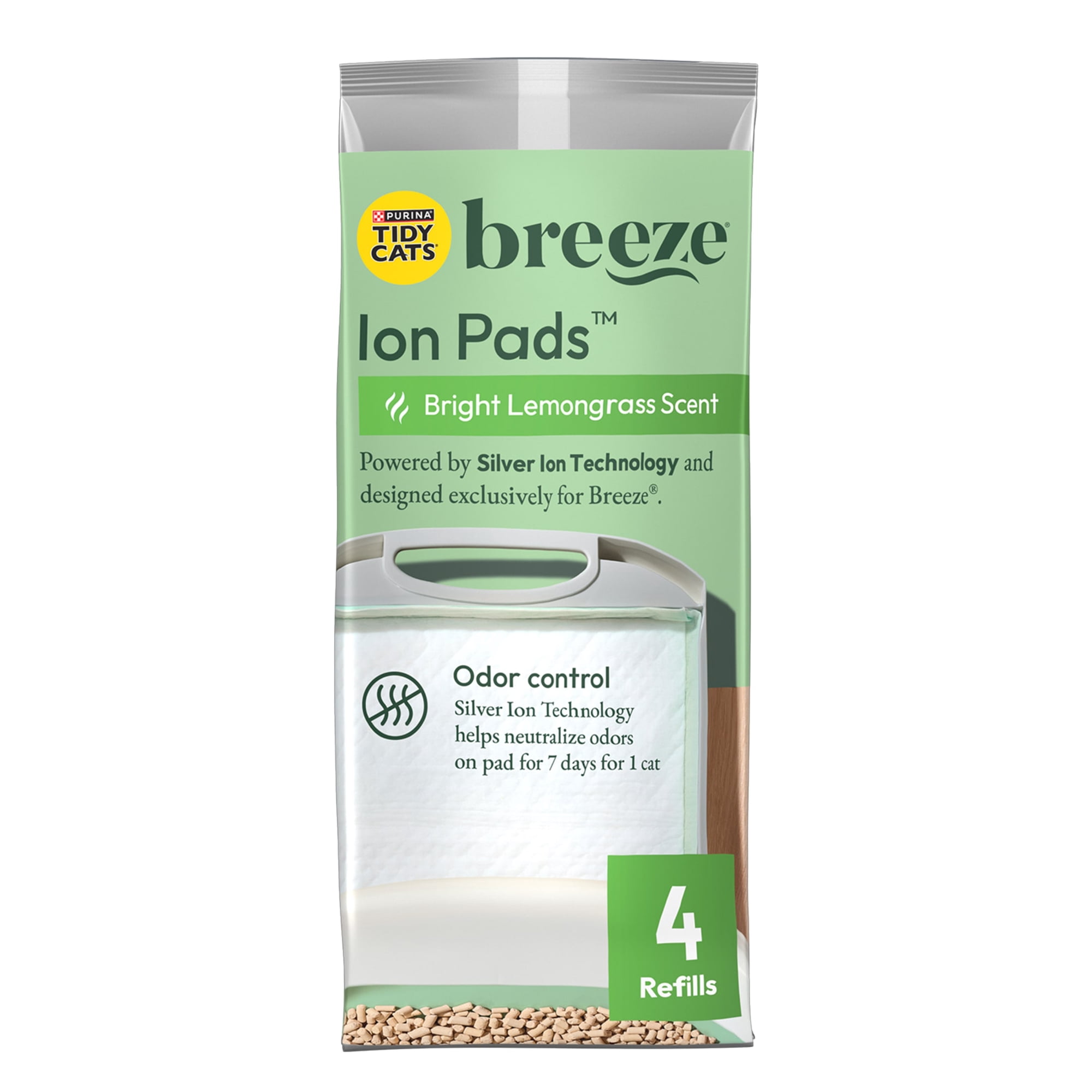 Purina Tidy Cats Breeze Bright Lemongrass Scented Ion Cat Litter Pads Refill Pack
