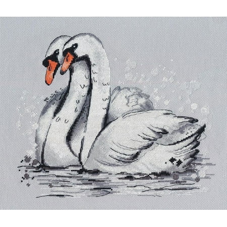 UPC: 4680021532771 | Counted Cross Stitch Kit Loyalty 1393 Needlework Easy White Birds Canvas Cotton By Oven