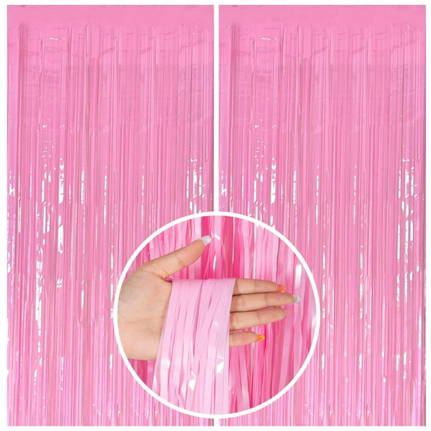 Cortinas de fondo con flecos BOMSI, color rosa, serpentinas para fiestas
