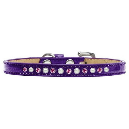 Crystal Collar - Mirage 612-05 PR-14 Pearl and Pink Crystal Purple Puppy Ice Cream Collar - 14