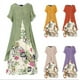 thumbnail image 3 of Primavera y verano nuevo vestido de dos piezas falso con cuello redondo estampado de algodón y lino, 3 of 3