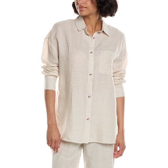 Onia womens Air Linen-Blend Boyfriend Shirt, l