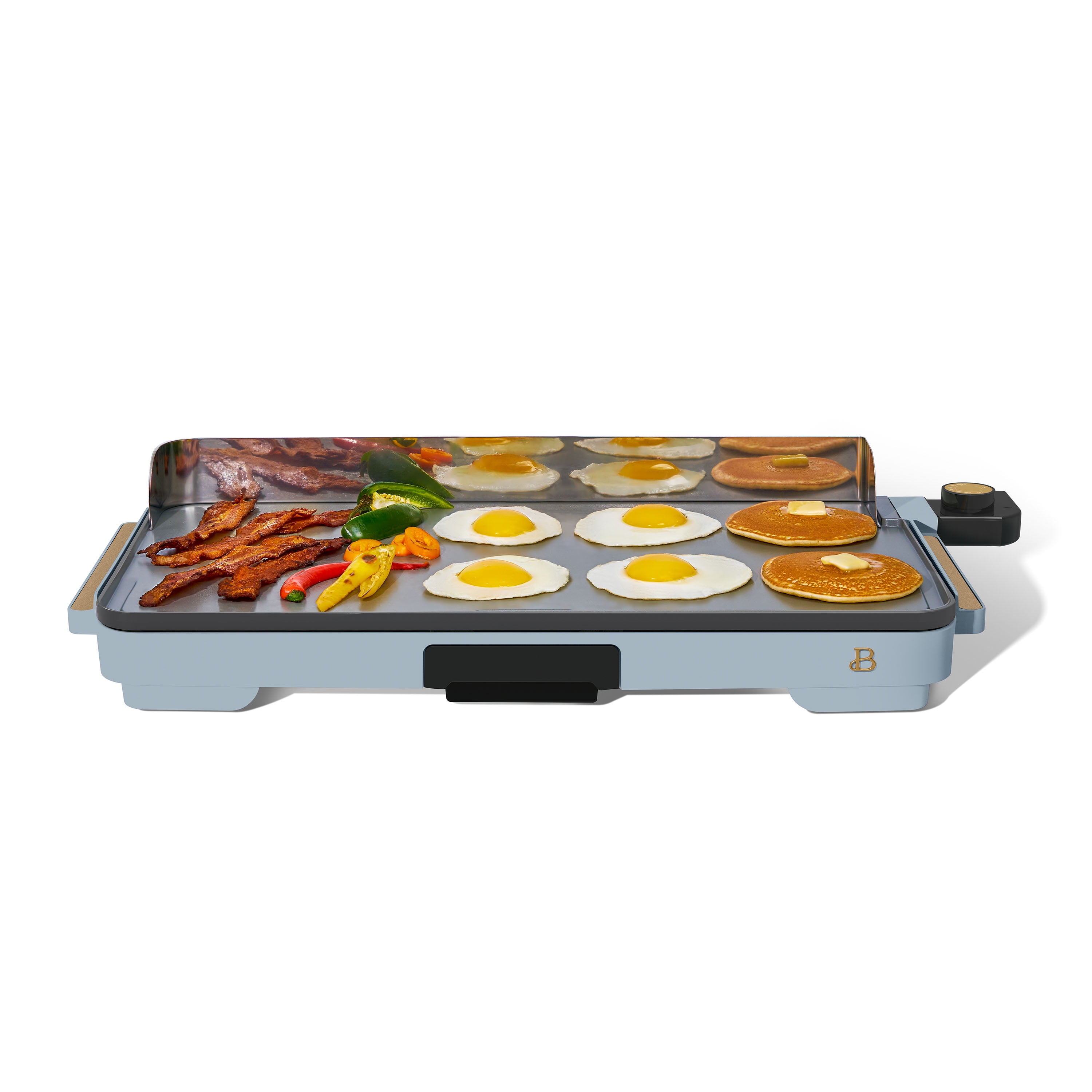 Beautiful XL Electric Griddle 12" x 22," Non-stick, Cornflower Blue by Drew Barrymore