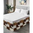 thumbnail image 4 of Cow Cowhide Bed Skirt Abstract Brown Seam Leather Bed Skirts Queen Size 18 Inch Drop, Wrap Around Dust Ruffle&nbsp;Bedskirt with Adjustable Elastic Belt for Queen Size Beds, 4 of 7