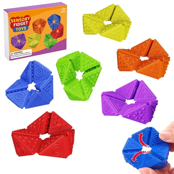 Ausugar 6pcs Fidget Sensory Toys for Kids Adults, Quiet Silicone Sensory Flip Cube with Textures - Calming Toys for Autism Kids Stress Reduce - ADHD Fidget Toys for Classroom Focus