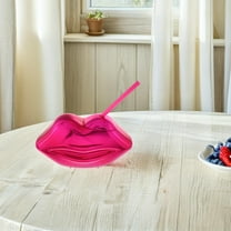 HEMOTON Unique Mouth Cup Valentines Day Decoration 700ml Lip Shaped Cup With Straw Creative Drinking Tumbler Water Tumbler Bottle