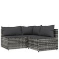 thumbnail image 3 of vidaXL 4 Piece Patio Lounge Set with Cushions Gray Poly Rattan, 3 of 11
