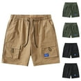 thumbnail image 2 of Tumotour Cargo Shorts For Men Solid Color Workwear Shorts Outdoor Casual Multi Pocket Five Quarter Pants Drawstring Elastic Waist Athletic Workout Shorts, 2 of 9
