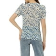 thumbnail image 3 of INSPIRE CHIC Women's Floral Blouse V Neck Relax Short Sleeve Tops XS Blue, 3 of 5