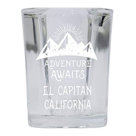 

El Capitan California Souvenir Laser Engraved 2 Ounce Square Base Liquor Shot Glass Adventure Awaits Design