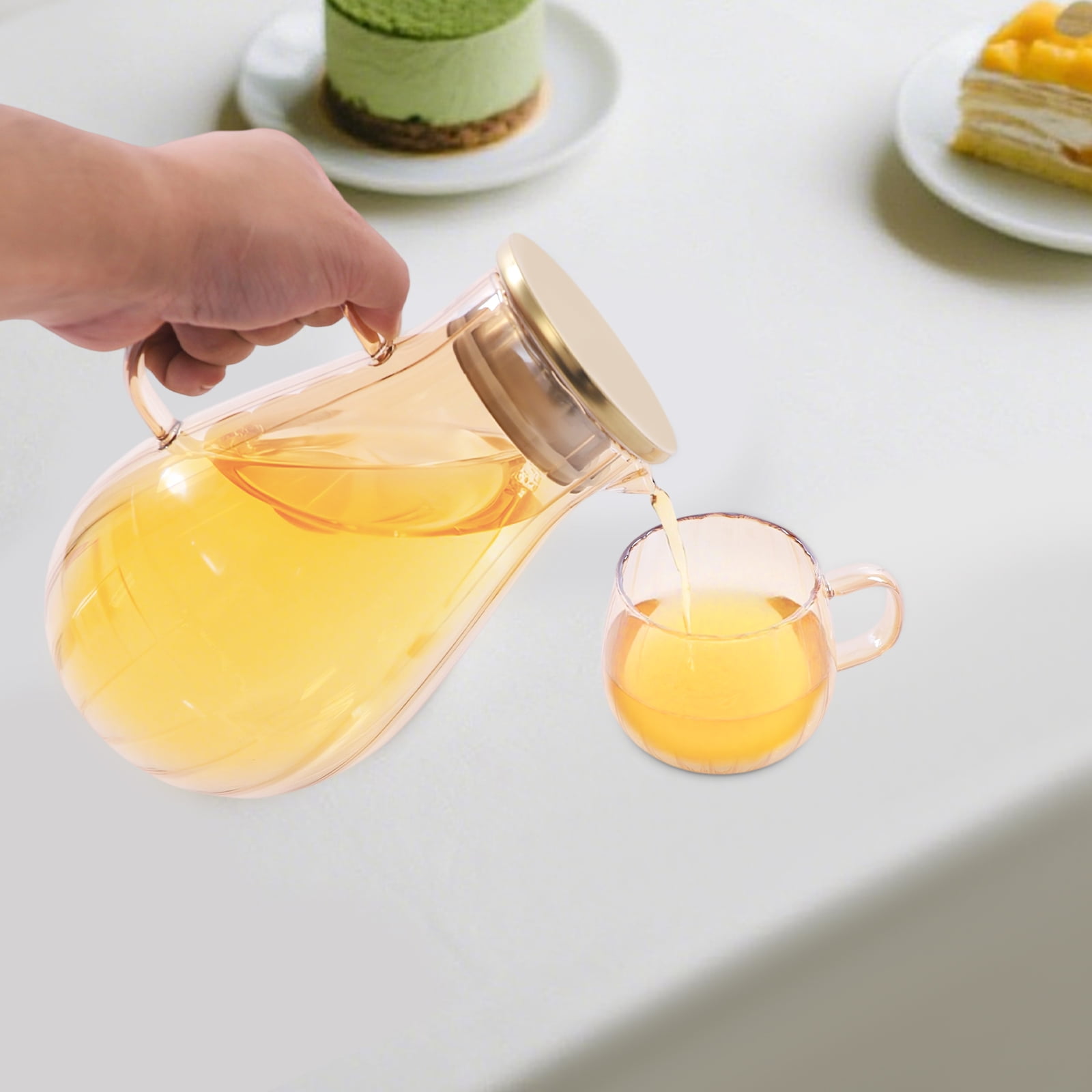 Borosilicate Glass Water Pitcher Set for Cold& Hot Water, Water Pitcher Set for Kitchens, Living Rooms