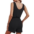 thumbnail image 3 of Mono sin mangas Sunloudy para mujer, mono de color liso con cuello en U y botones con cordón y bolsillos Sunloudy  S M L XL, 3 of 9