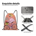 thumbnail image 3 of Yiaed Flamingo Riding a Bicycle Print Drawstring Bags Drawstring Backpack Bulk String Back Pack Gym Sport Bag-Small, 3 of 5