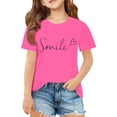 thumbnail image 3 of BUWTTER Cute Shirts for Girls Oversized Short Sleeved Top Casual Letter Print Summer Loose Fit Plus Size Basic Pink Shirt Size 13-14 Y, 3 of 8