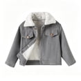 thumbnail image 3 of Swuxness Toddler Boy' Fleece Fall Jackets Long Sleeve Solid Color Thickened Mid-Length Warm Coat, 3 of 5