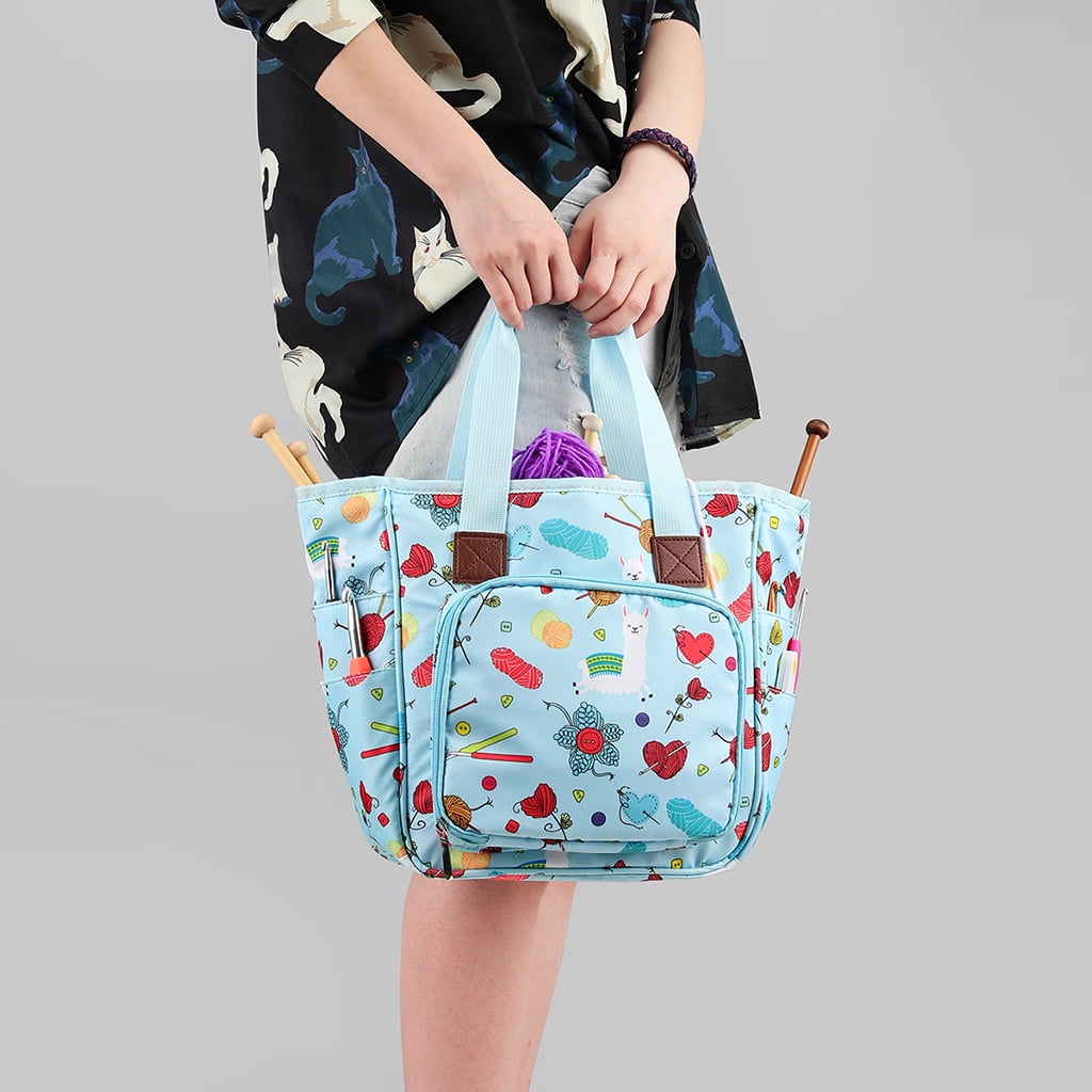 S SERENABLE Knitting Bag, Crochet Tote Bag,Yarn Storage Tote for for Crocheting & Knitting Supplies, Large Capacity, Portable Handmade Sewing Supplies Storage Style 1