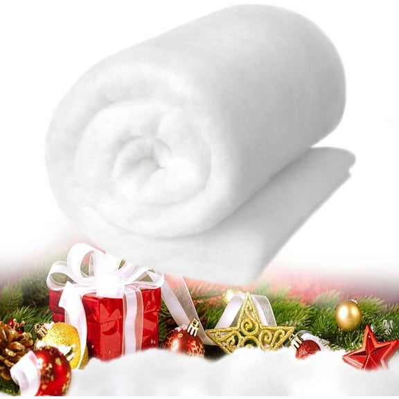 BOQI Christmas Snow Blanket roll - 5 Foot X 9.9 Foot Artificial Snow for Winter Village Displays, Soft and Fluffy Snow for Snowy Winter Decoration