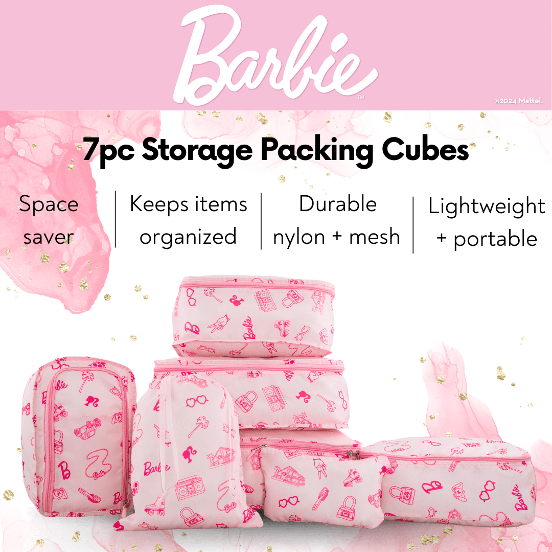 Barbie 7 Piece Packing Travel Cubes, Organizational Storage
