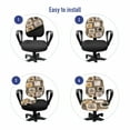 thumbnail image 4 of Cat Office Chair Slipcover, Patchwork Inspired Pattern Kitty Faces Silly Expressions Footprints Stripes, Protective Stretch Decorative Fabric Cover, Standard Size, Multi-Color, By Ambesonne, 4 of 5