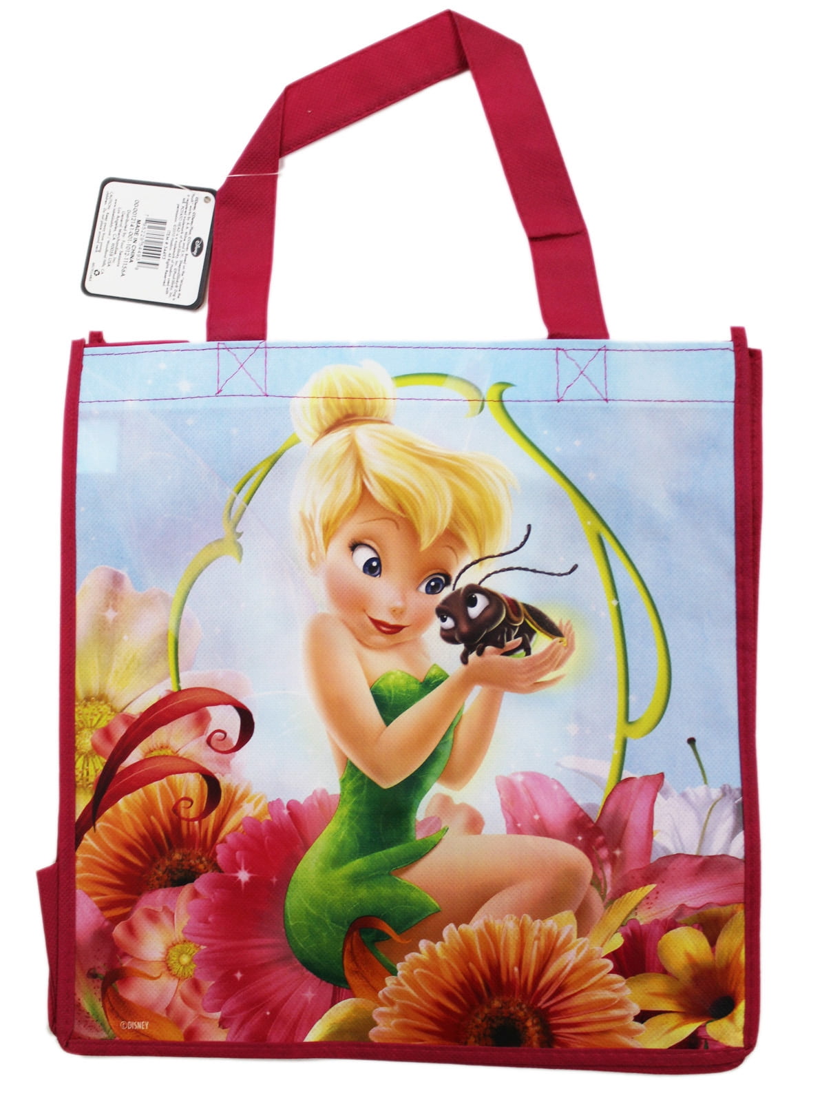 Disney Fairies 15" Reusable Shopping Grocery Tote Treat Gift Bag TinkerBell Pink 
