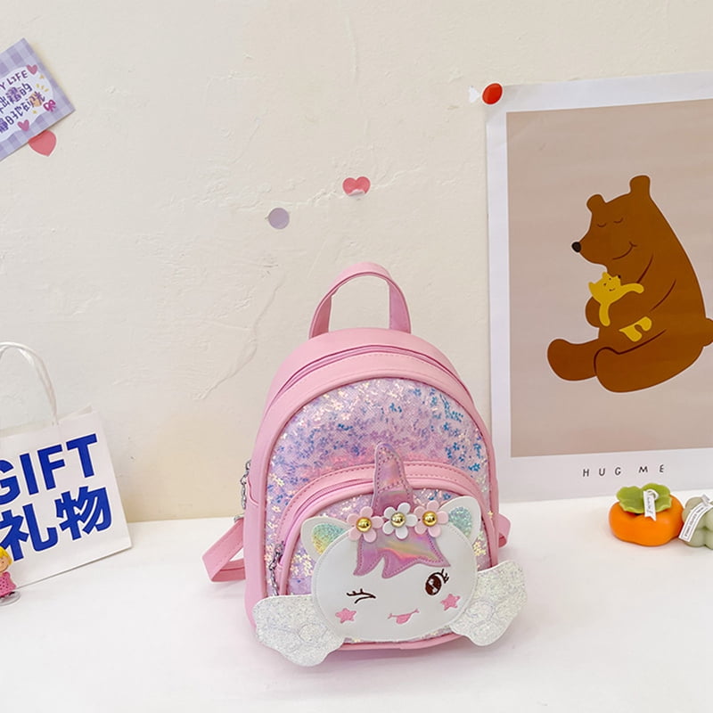DejavYOU Cute Cartoon Unicorn Backpack Pu Sequin School Bags Boys And