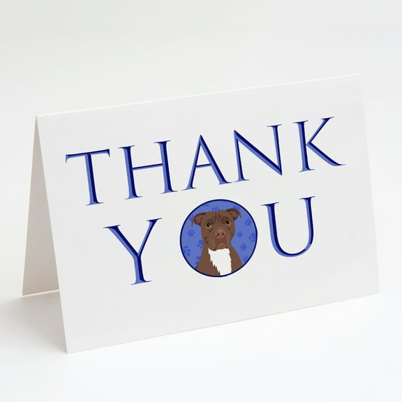 Pit Bull Chocolate Thank You Greeting Cards and Envelopes Pack of 8 7 in x 5 in