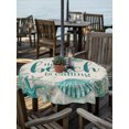 thumbnail image 3 of Outdoor Tablecloth with Umbrella Hole Zipper Green Beach Coastal Round Tablecloth 54" Waterproof Outside Table Cloth Summer Starfish Shell Coral Patio Table Cover Tablecloths for Picnic Party, 3 of 8