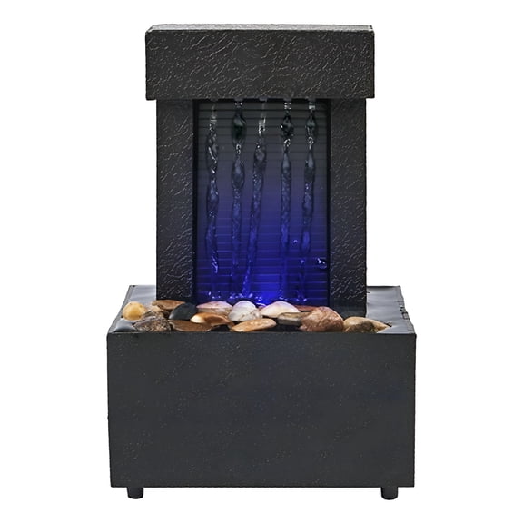 HIBIBUD Desktop Waterfall Fountain USB/AA Battery Fengshui Water Fountain for Living Room Indoor Meditation Relaxation