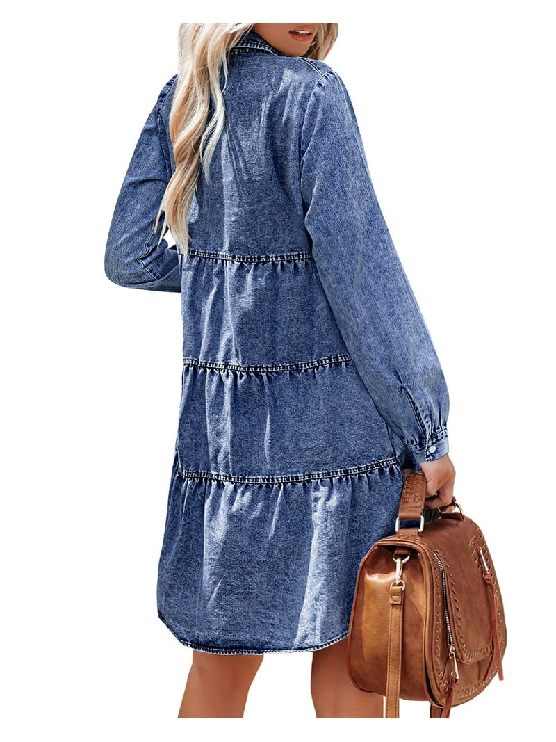 knee length dresses for ladies KIDPIK Girls Ruffle Sleeve Pink Tuck Denim Maxi Dress, Size: 2T main image 1