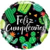 18" Cumpleanos Cactuses Balloon (unfilled) flat