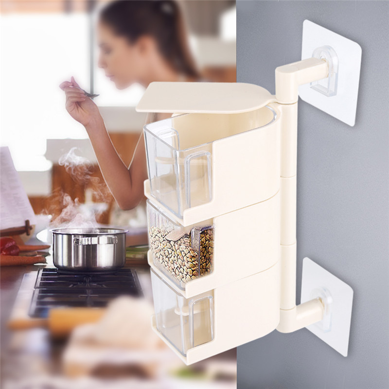 Kitchen Organization Drawer Box Wall Mounted Rotating Salt Pepper Spice Condiment Container Drawer Kitchen Storage /& Organization