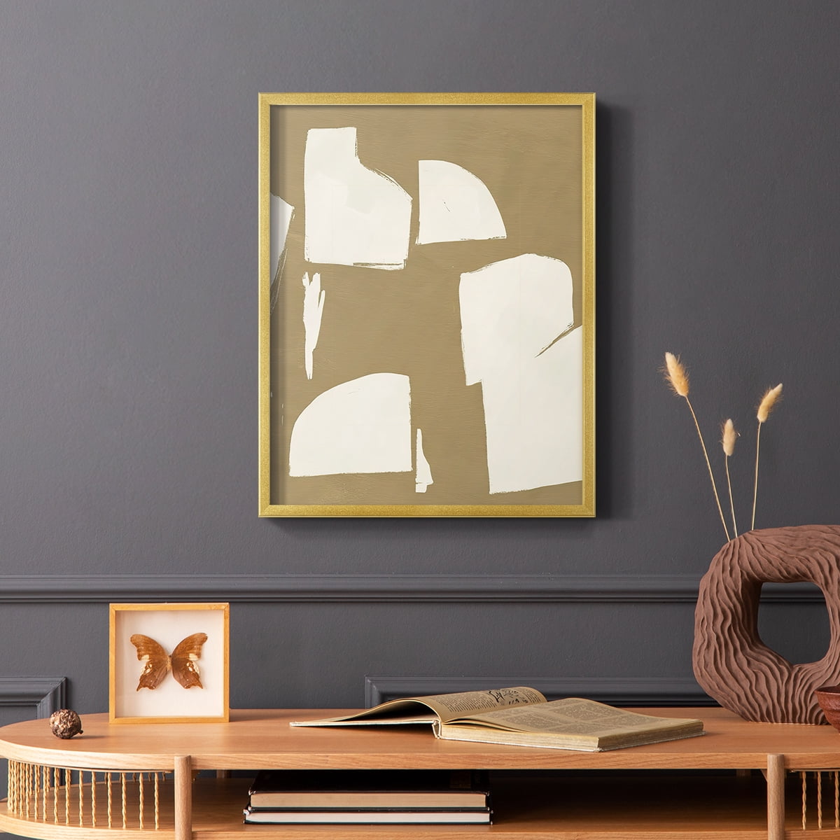 Chunky Abstract IV Framed Print in Gold Solid Wood Framed Print No Nail Hanging