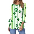 thumbnail image 3 of lcziwo St Patricks Day Shirts for Women 2025 Fashion Shamrock Graphic Tees Blouse Casual 3/4 Bell Sleeve V Neck Tshirts Vacation Tops Camisas Para Hombres Green XL, 3 of 6