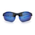 thumbnail image 4 of Polarized Xloop Mens Wrap Around Sport Rimless Oval Plastic Sunglasses Carbon Fiber Silver - Blue Mirror, 4 of 7