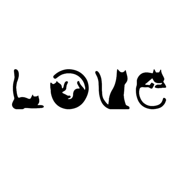 OIUR 4 Pcs Love Cat Letters Stickers Peel And Stick Mirror Cat Wall Sticker Self-Adhesive Acrylic Mirror Wall Art Decal for Living Room Bedroom Nursery