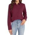 thumbnail image 2 of Red Womens Tops Womens Long Sleeve Tops Collared V Neck Shirts Lightweight Sweatshirt 2025 Fall Fashion Clothes Going Out Tops for Women, 2 of 6