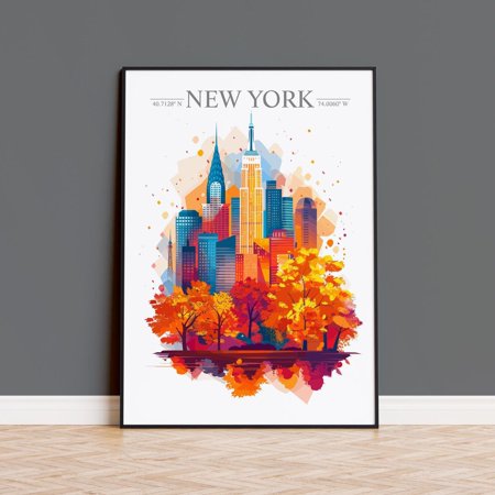 New York Skyline Travel Poster Wall Art New York Skyline Travel Print New York City Us City Art New York Art Lovers Gift