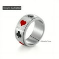 thumbnail image 4 of 1PC Men's Rotation Poker Ring Stainless Steel Gold/Silver Poker Rotor Rotor Punk Jewelry,Silver,11, 4 of 15