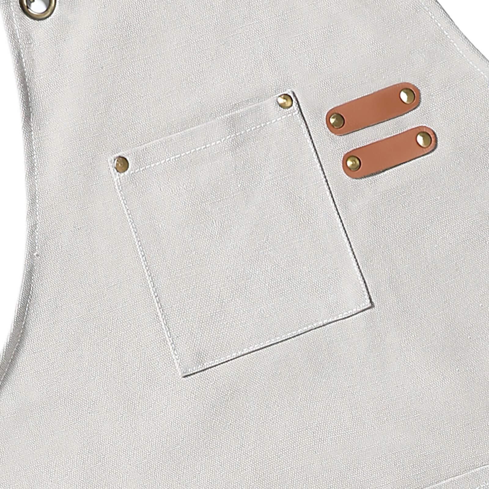Chef Aprons for Men Women with Large Pockets, Cotton Canvas Cross Back Heavy Duty Adjustable Work Apron, Size M to XXL(Grey)