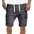 thumbnail image 2 of Outfmvch Cargo Pants For Men Mens Shorts Men'S Summer Casual Solid Shorts Drawstring Pocket Button Shorts Pants Long Johns For Men Gray 3Xl, 2 of 9