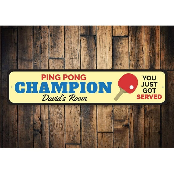 Ping Pong Champion Novelty Decor, Metal Wall Sign - 4x18 Inches